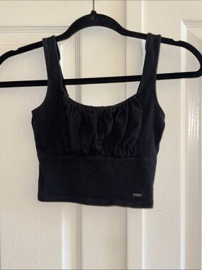 NWOT Hollister Black Ruched Crop Tank Top